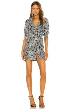 Willa Dress Silver Snakeskin