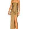 Shona Joy Thalia Bias Ruched Midi Dress Cumin