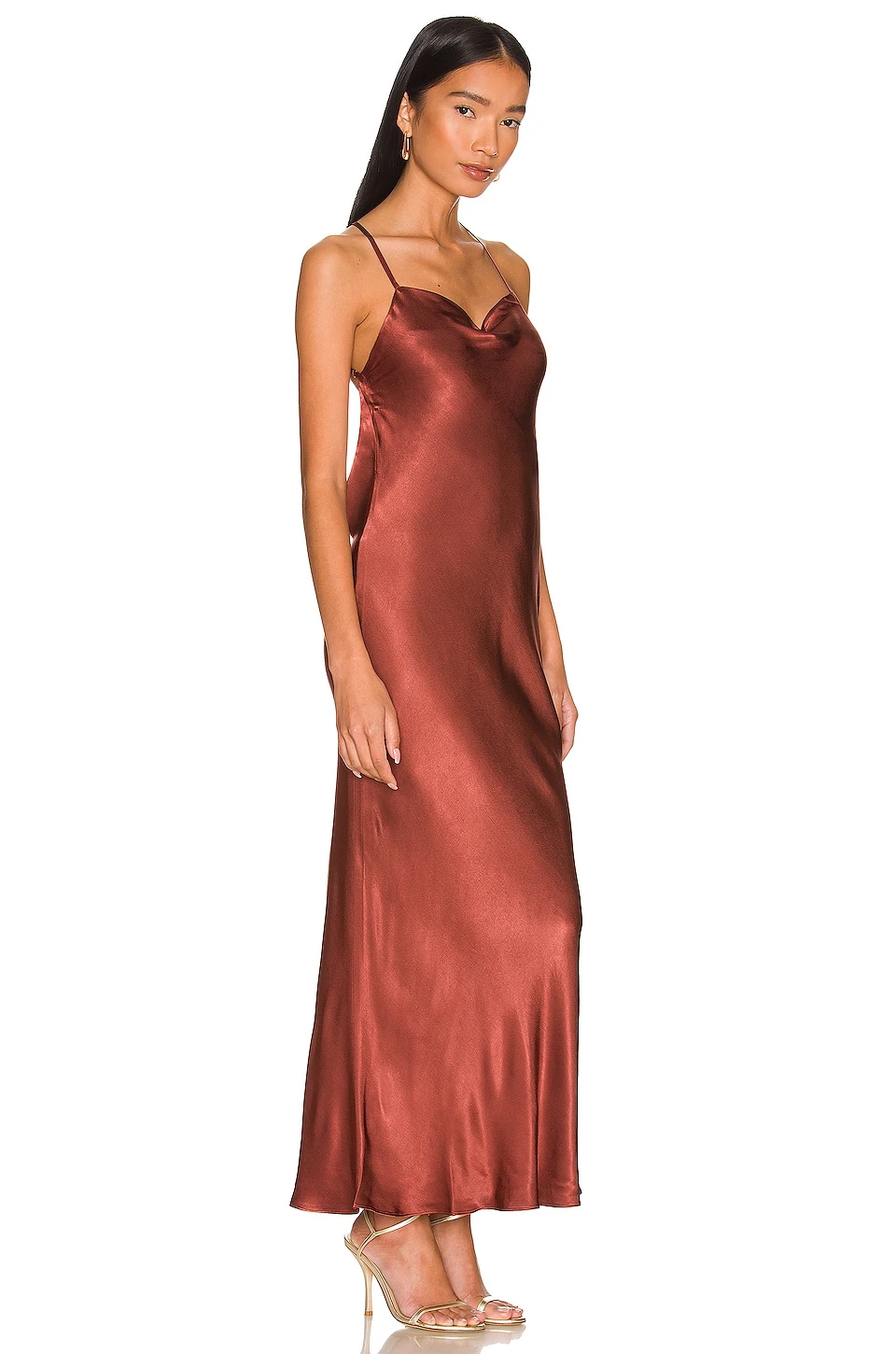 Shona Joy Thalia Cowl Back Bias Midi Dress Sangria - Image 3