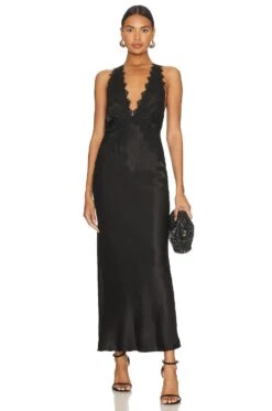 Shona Joy Camille Lace Cross Back Midi Dress Black