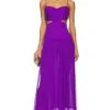 Shona Joy Malina Ruched Cut Out Midi Dress Purple Pale