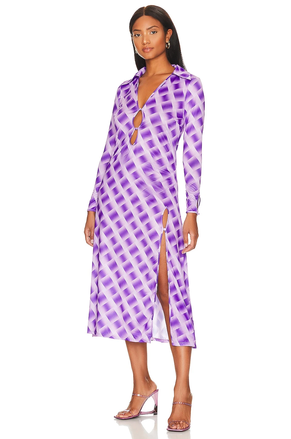 Song Of Style Nevaeh Midi Dress Gianni Check Purple
