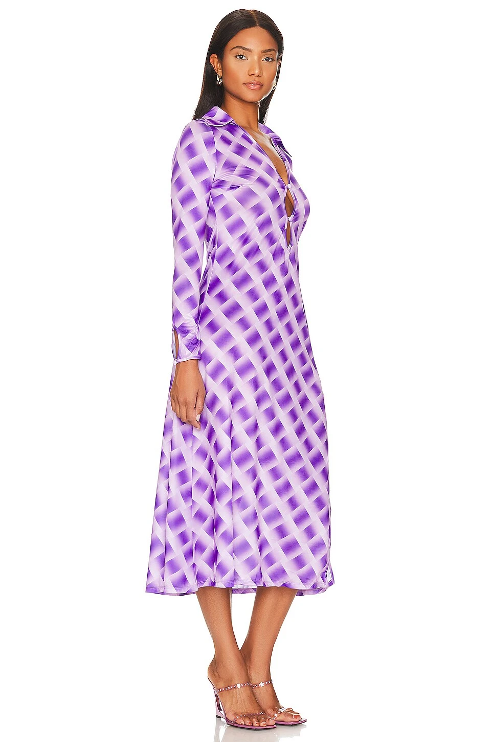 Song Of Style Nevaeh Midi Dress Gianni Check Purple - Image 3