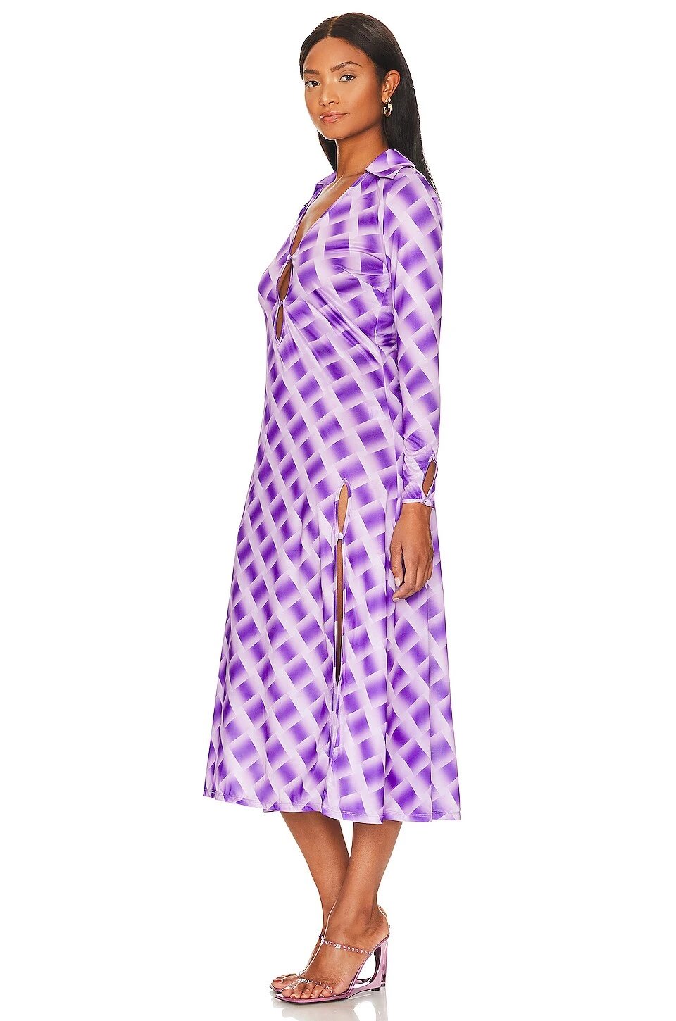 Song Of Style Nevaeh Midi Dress Gianni Check Purple - Image 4
