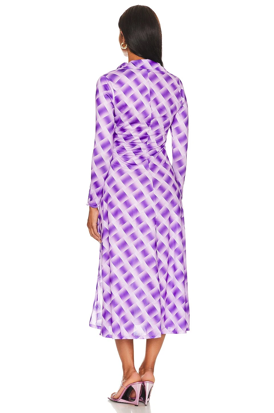 Song Of Style Nevaeh Midi Dress Gianni Check Purple - Image 5