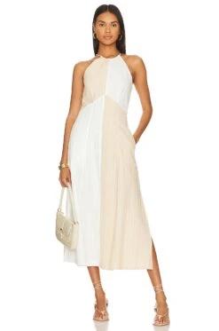 Destine Midi Dress Milk Tea