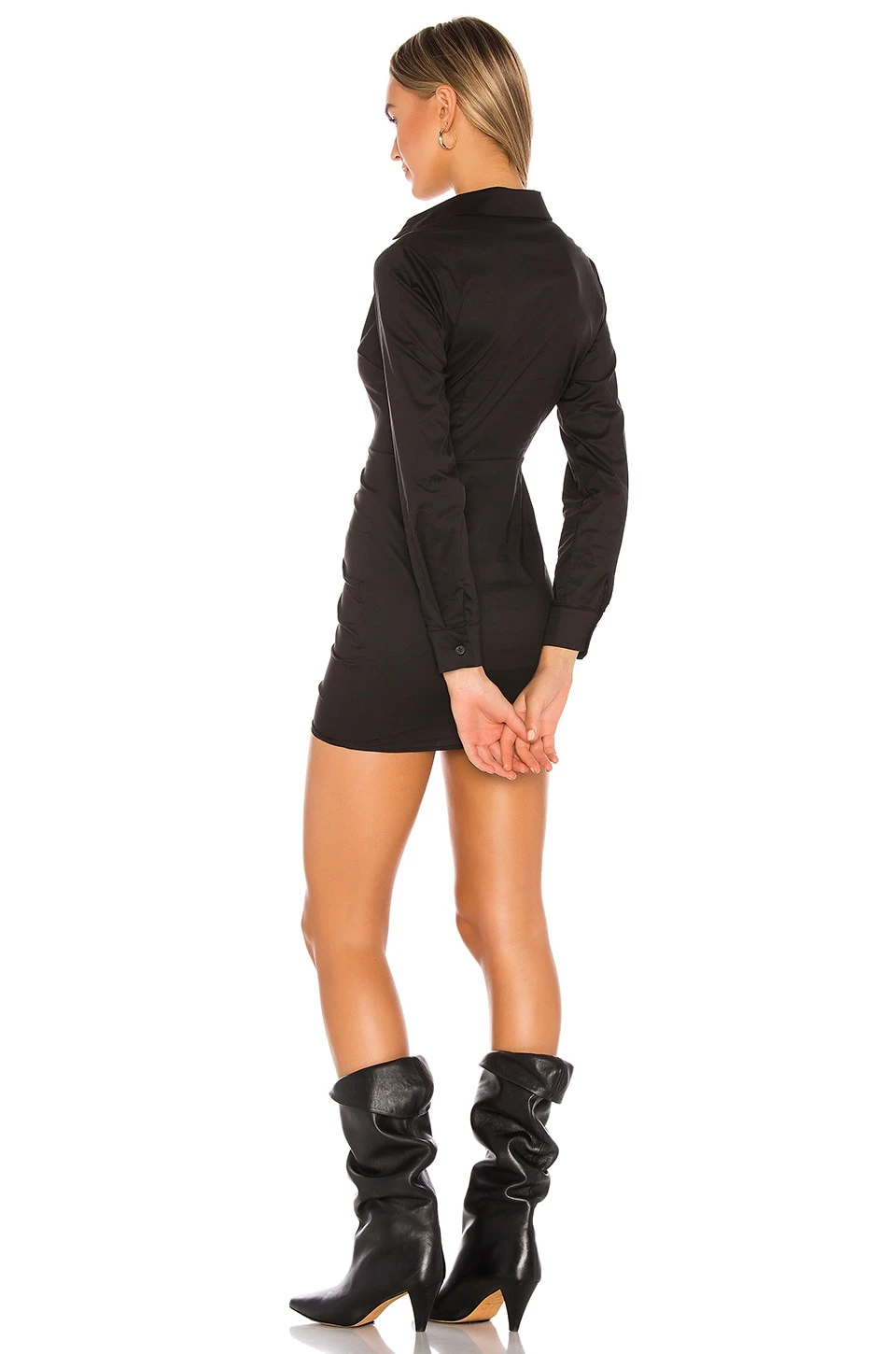 Colette Ruched Shirt Dress Black - Image 3