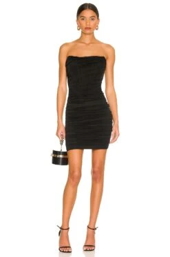 Sonya Bustier Mesh Dress Black