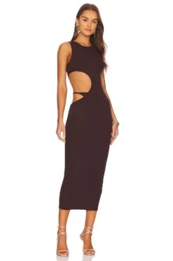 Louella Cut Out Dress Brown