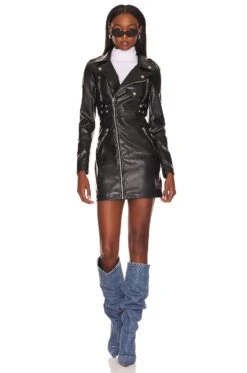 Alyssa Biker Dress Black