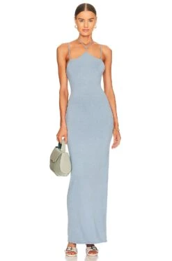 Maire Knit Slip Dress Pale Blue