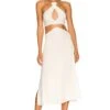 Shell Chain Halter Midi Dress Off White