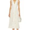 Zimmermann Burnout Sunray Midi Dress Cream