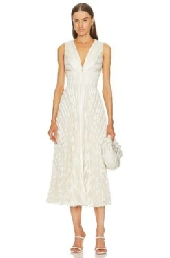 Zimmermann Burnout Sunray Midi Dress Cream